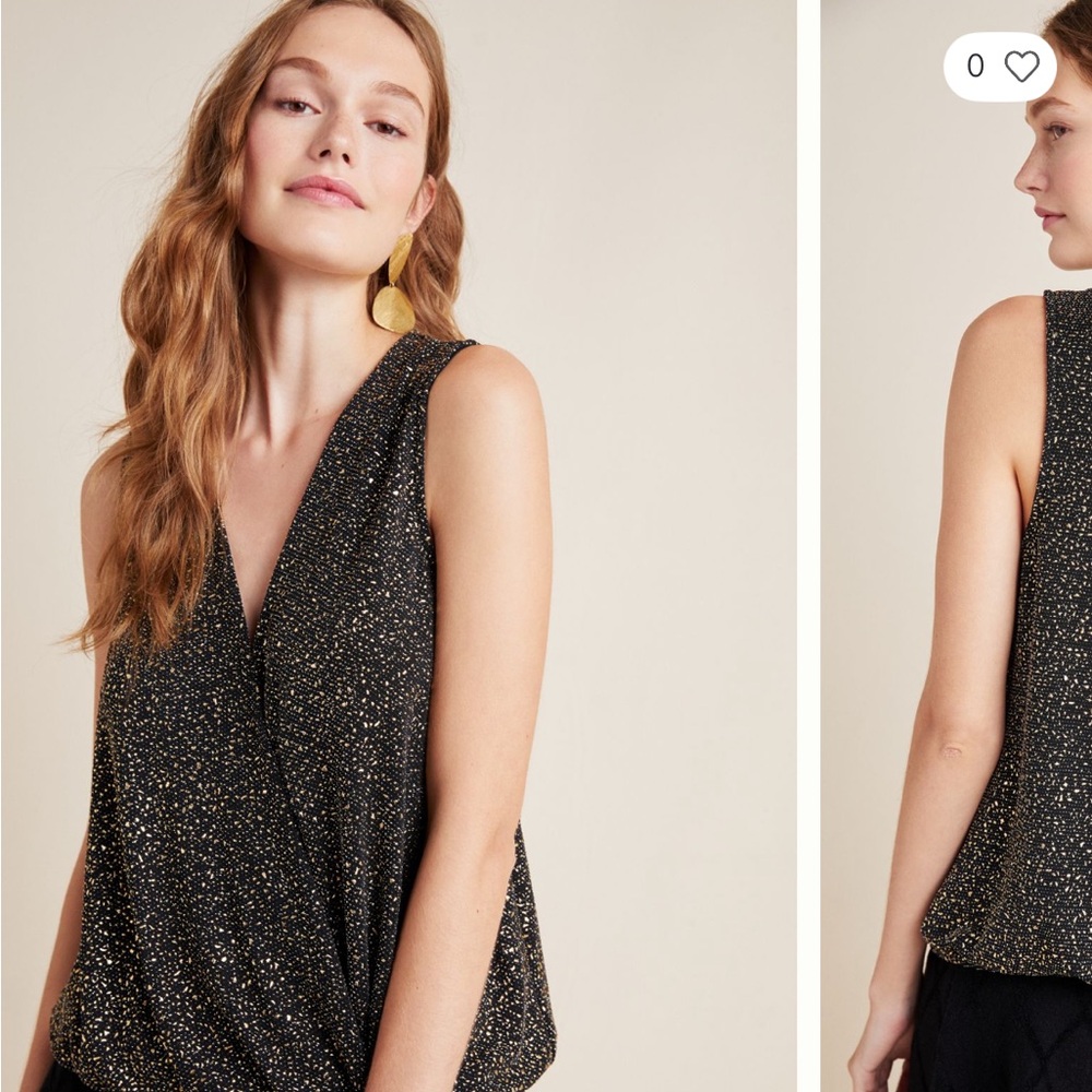 Anthropologie Eri & Ali  Women's Blouse in Black /Gold, size extra small